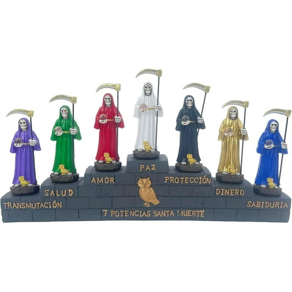 7 Potencias Santa Muerte Statue 13 Inch