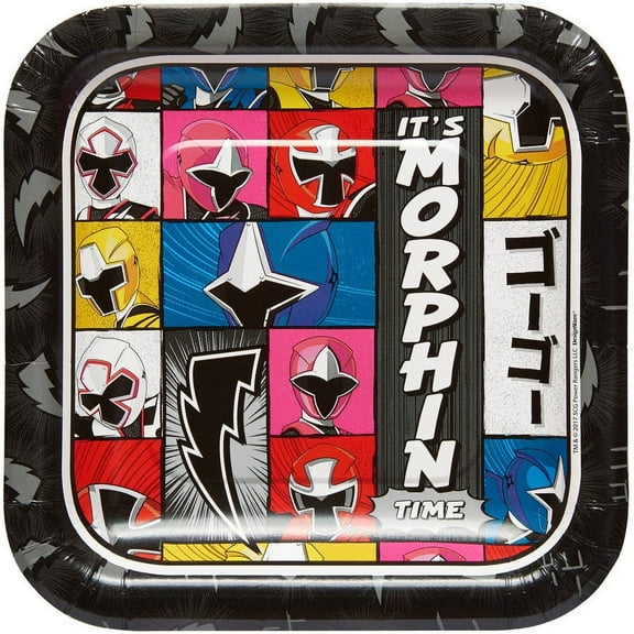 7" Power Rangers Ninja Steel Square Paper Party Plate, 8ct