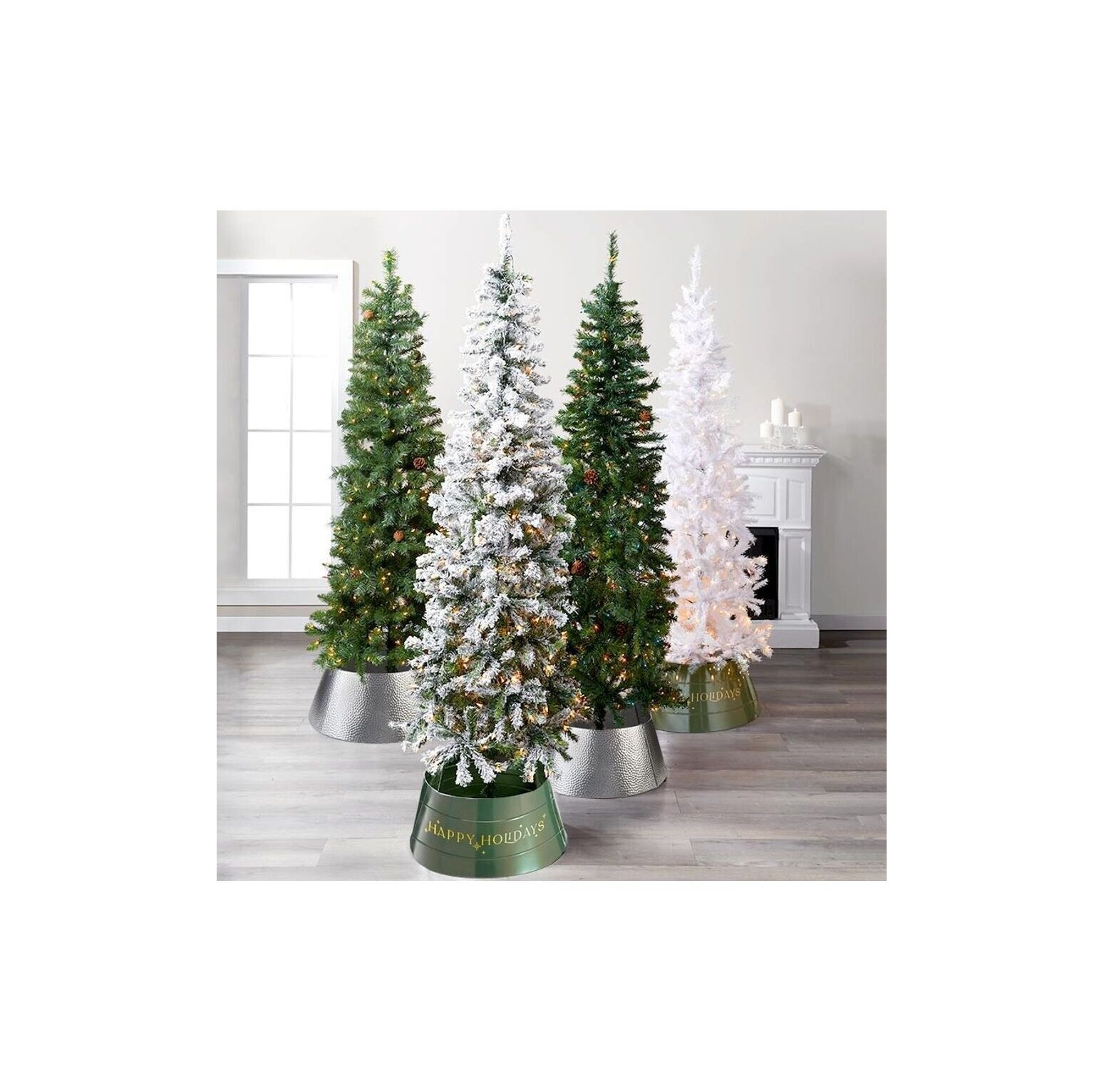 7' Prelit Slim Alberta Spruce Artificial Christmas Tree Clear Lights