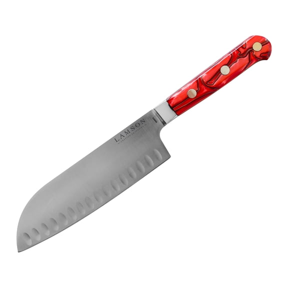 7" Premier Forged Santoku Knife With Kullenschliff (Granton) Edge - Fire