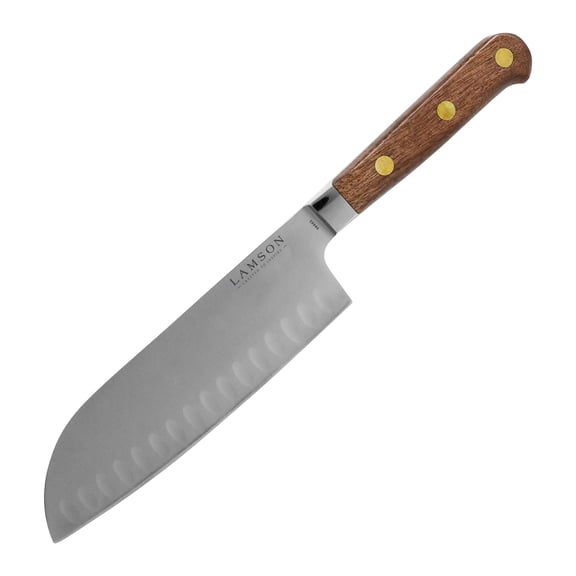 7" Premier Forged Santoku Knife With Kullenschliff (Granton) Edge - Walnut