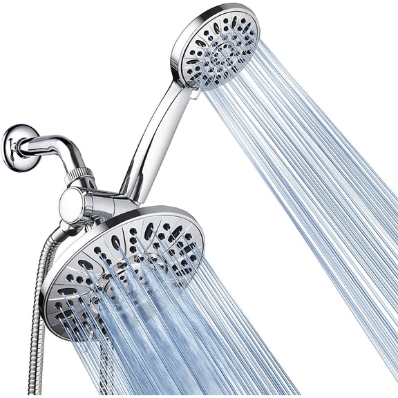 7" Premium High Pressure 3-Way Rainfall Combo for The Best of Both Worlds - Enjoy Luxurious Rain Showerhead and 6-Setting Hand Held Shower Separately or Together - Chrome Finish - 3328