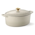 thumbnail image 1 of Tramontina Bestow 7-Quart Enameled Cast Iron Oval Dutch Oven with Lid, Latte with Gold Knob, Oven-Safe, 1 of 7