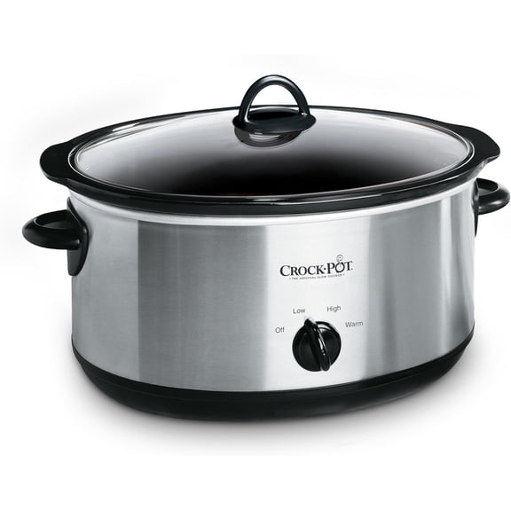 7 Quart Oval Manual Slow Cooker Stainless Steel (SCV700-S-BR) Versatile Cookware for Large Families or Entertaining