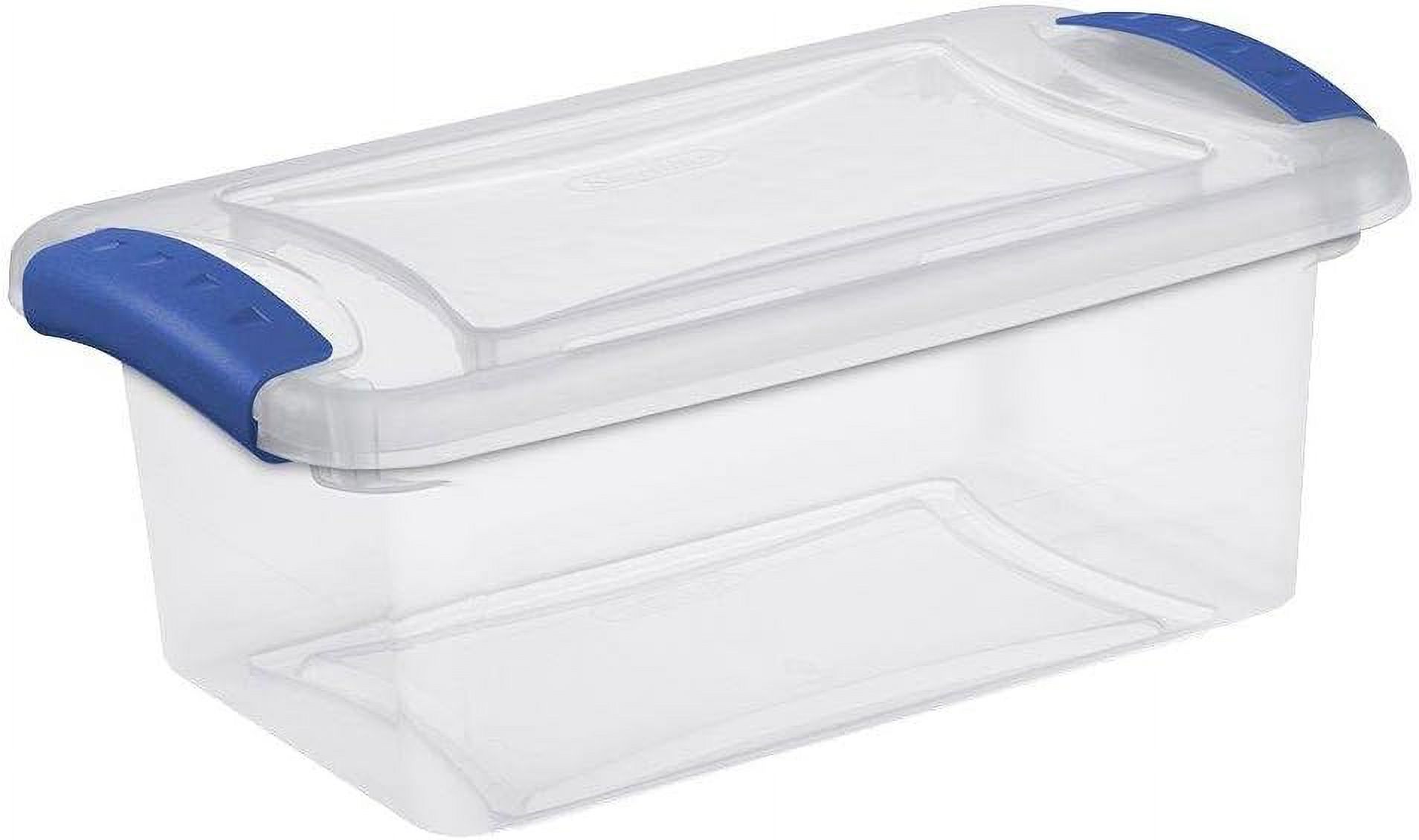 7 Quart See Through Storage Box Stadium With Latching Lid And Blue