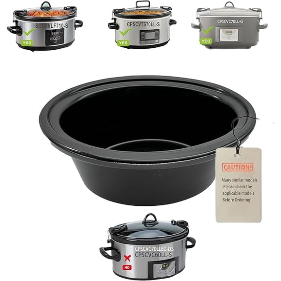 7 Quart Slow Cooker Ceramic Pot Replacement, Insert pot Compatible for Crock Pot 7 Quart Slow Cooker Model: CPSCVTS70LL-S, SCCPVLF710-S, CPSCVC70LL-B-122, see instruction carefully before order