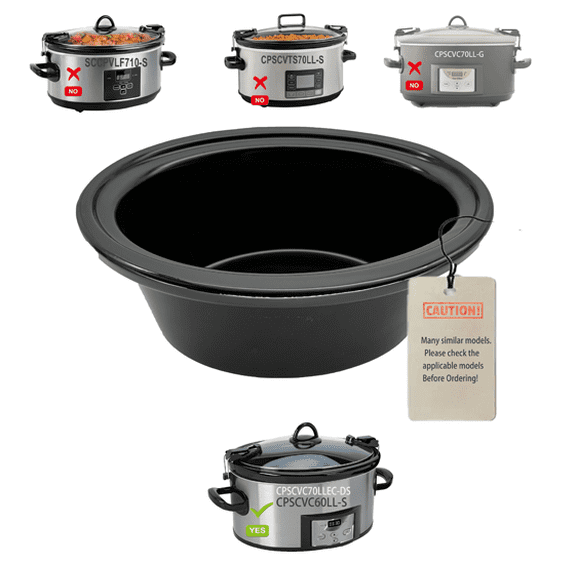 7 Quart Slow Cooker Ceramic Pot Replacement, Insert pot Compatible for Crock Pot 7 Quart Slow Cooker Model: CPSCVTS70LL-S, SCCPVLF710-S, CPSCVC70LL-B-122, see instruction carefully before order