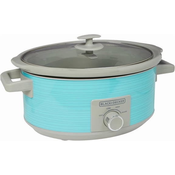 7-Quart Slow Cooker, Lid Holder, 3 Heat Settings, Extra Large Handles, Dishwasher Safe, Teal