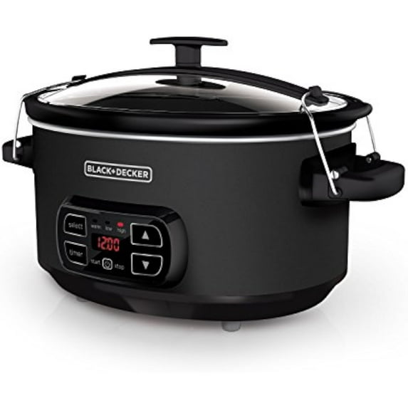 7-Quart Slow Cooker with Locking Lid & Removable Stoneware Crock - 3 Heat Settings, Chalkboard Design + Easy-Clean Kitchen Essential for Family Meals