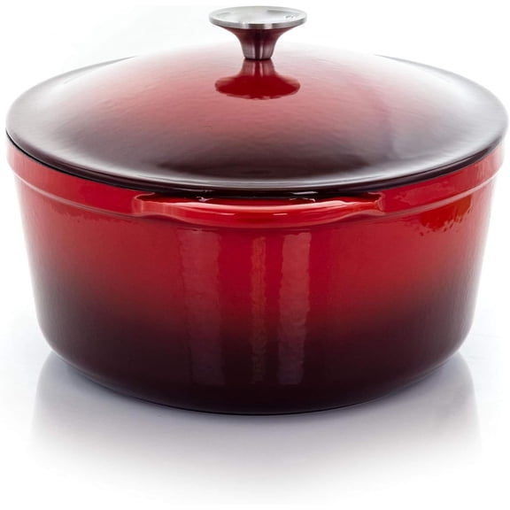 7 Quarts Oval Enameled Cast Iron Casserole, Red