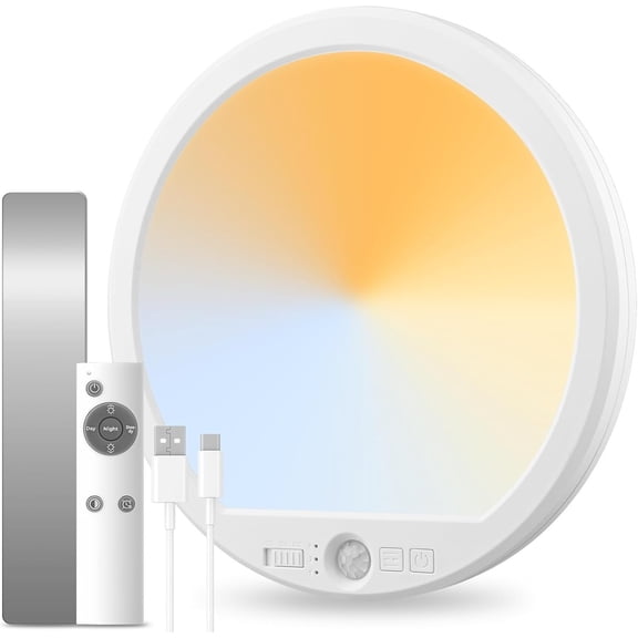 7" Rechargeable Motion Sensor Ceiling Light, 750LM   LED Light with Remote, IP44   Operated Ceiling Light for Closet Shower Stairs Hallway Garage Porch Pantry Patio