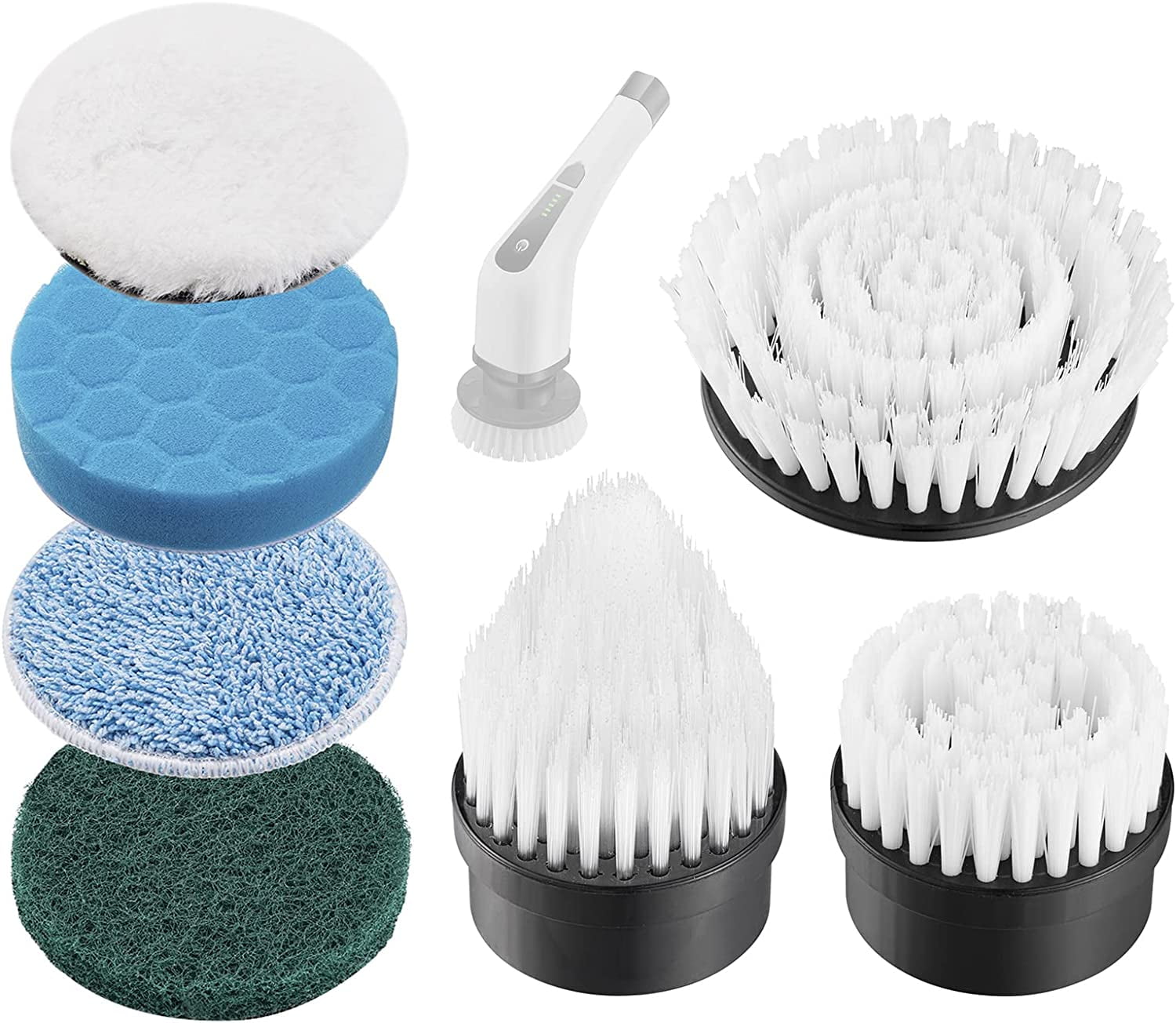 7 Replacement Brush Heads of Portable Power Scrubber, Shower Scrubber ...