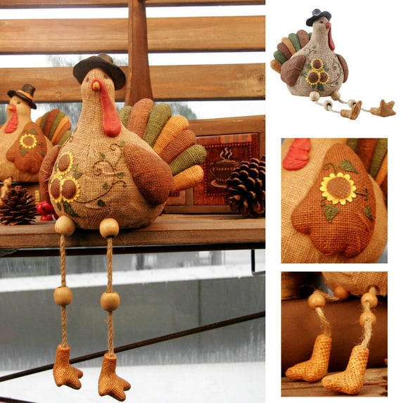 7" Resin Thanksgiving Turkey Centerpiece with Sunflowers - Multicolor Fall Table Decor for Fireplace, Shelf (Gift Ready) Multicolored