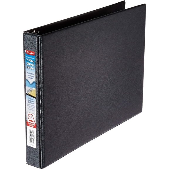 7-Ring 3-on-a-Page Business Check Book Binder - Black