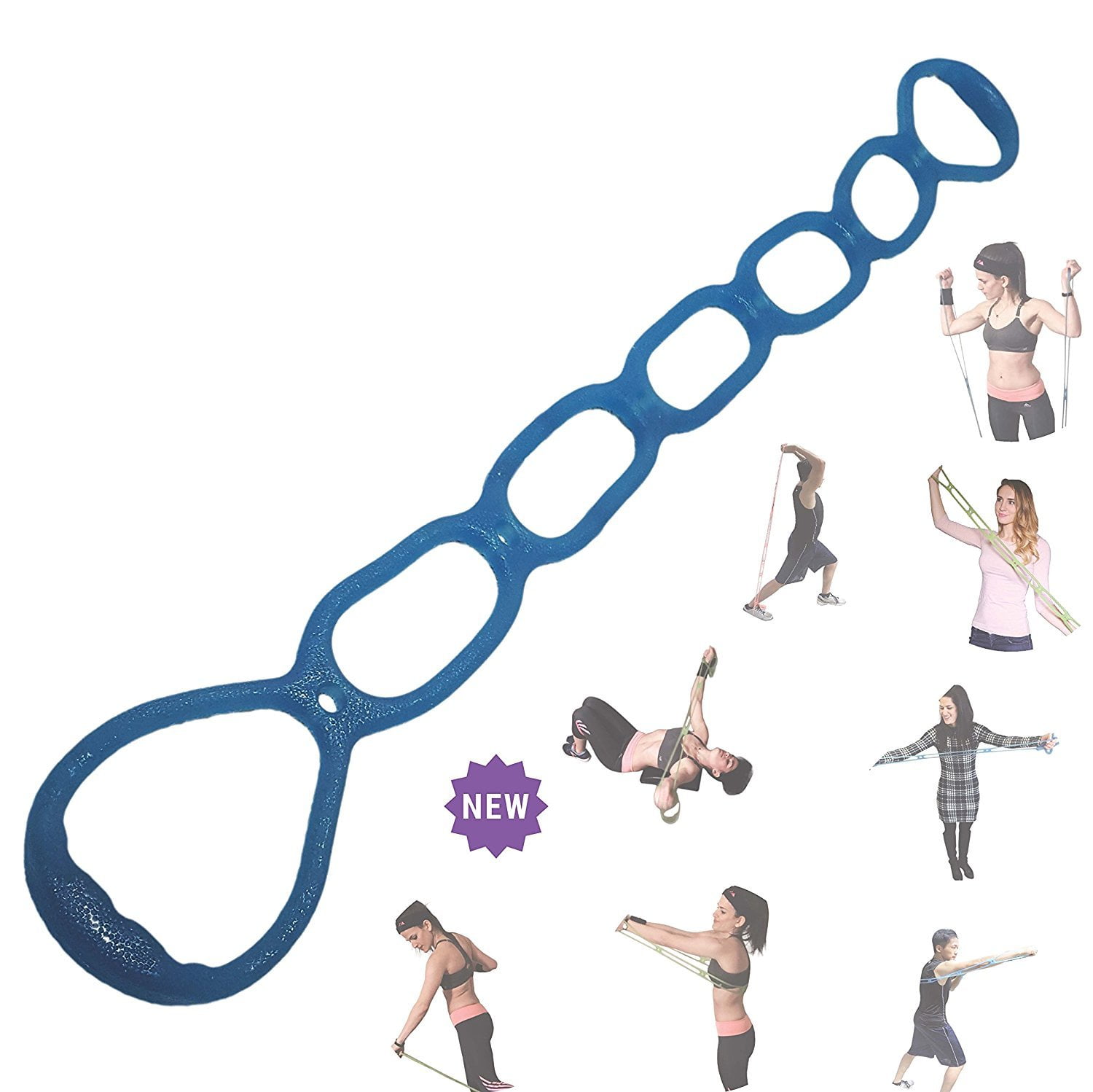 7 Ring Stretch and Resistance Exercise Band by FOMI Back, Foot