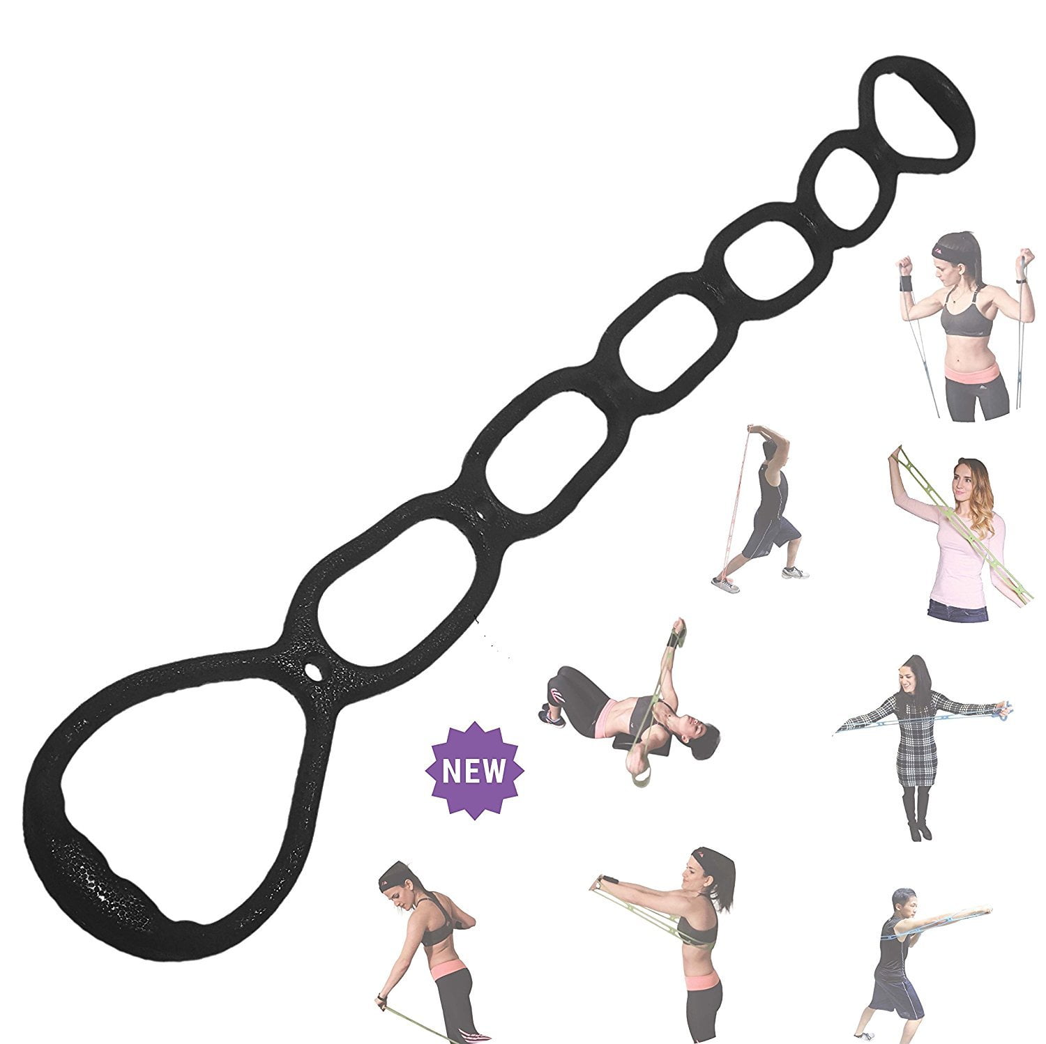 7 Ring Stretch Resistance Exercise Band, Miracle Miles Band, Yoga Stretching, Arm, Shoulders
