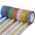 thumbnail image 1 of 7 Rolls 76.6 Yards x 0.6 inch Glitter Adhesive Tape Decorative Foil Masking Tapes Gold Sticky Washi Paper Tape for DIY Scrapbook Decoration Craft, 1 of 5