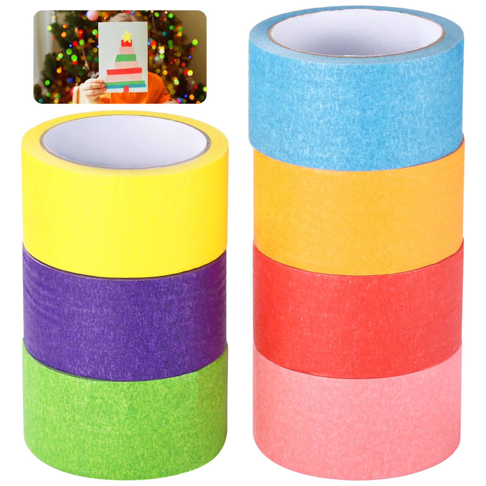 7 Rolls Colored Masking Tapes, 2 in Wide x 21.8 Yards Each, Rainbow ...