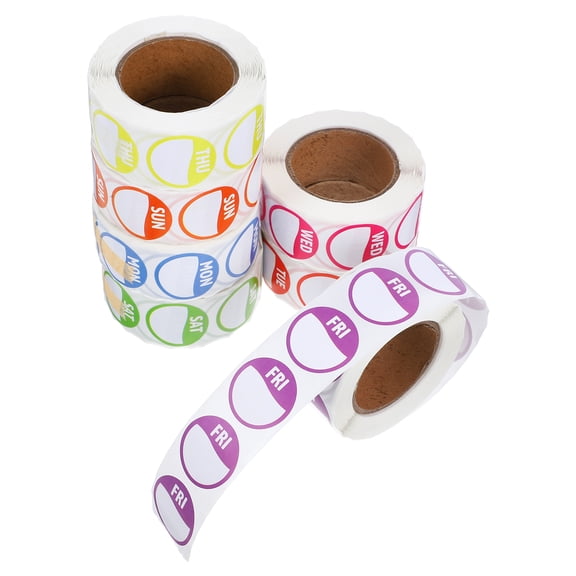 7 Rolls Food Freezer Labels Adhesive Dots Week Stickers Office