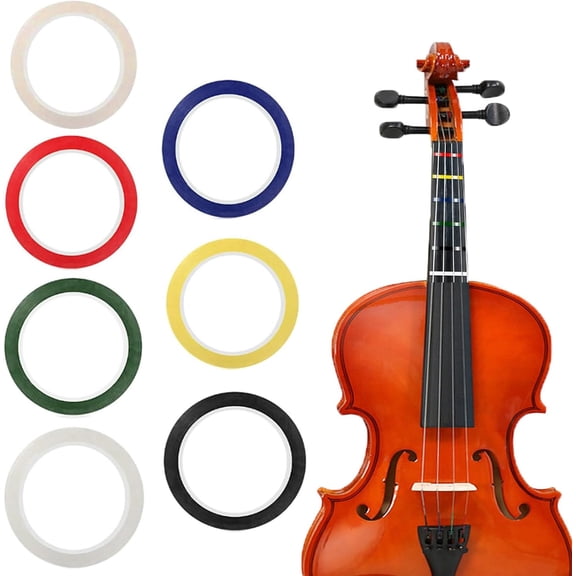 7 Rolls Violin Fingerboard Tapes, Violin Finger Guide Stickers, 216ft Cello Positions Practising Fingering Tape for Beginners Fretboard Note Positions. (7 Colors)