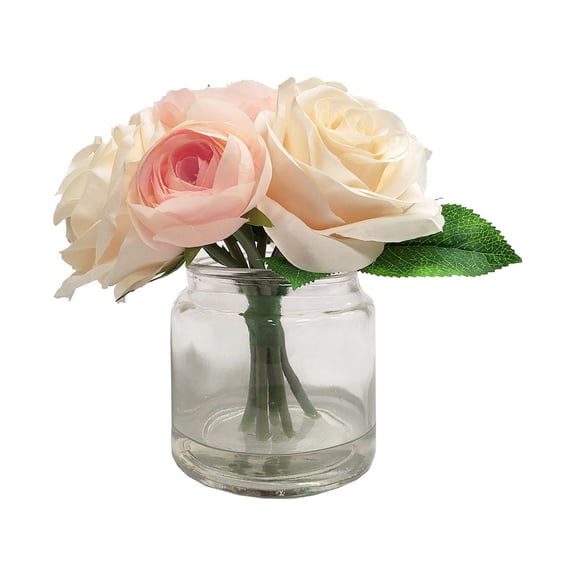 7" Rose Mix in Clear Net Glass