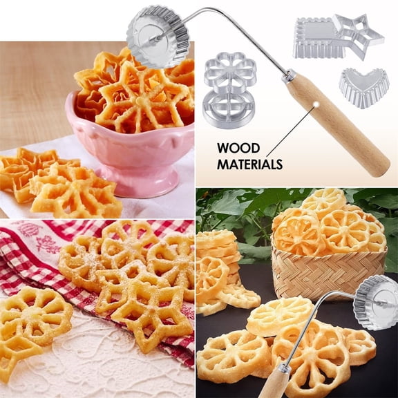 7 Rosette Timbale Set with Handle for Traditional Flower Bunuelos and Funnel Cakes