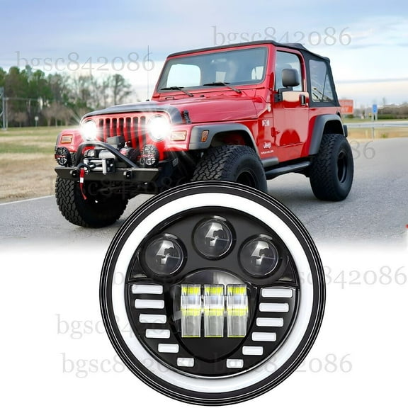 7"Round 105W Led Hi/Lo Halo DRL Turn Signal Headlight for Jeep Wrangler JK TJ LJ