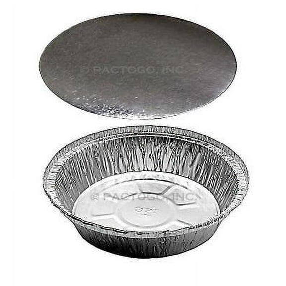7" Round Aluminum Foil Take-Out Pan + Board Lids 50 Sets - Disposable Containers (pack of 50)