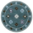 thumbnail image 1 of 7â€™ Round Blue Bordered Motif Area Rug, 1 of 6