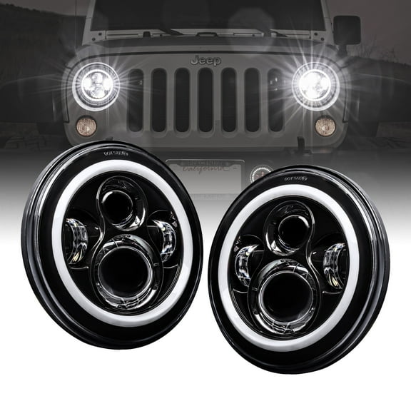 7" Round HALO CREE LED H4 Headlights for Jeep Wrangler JK TJ LC CJ Accessories