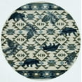 thumbnail image 1 of 7' Round Ivory or Blue Geometric Lodge Pattern Indoor Area Rug, 1 of 2