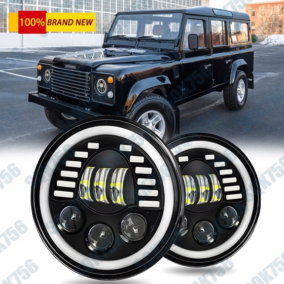 7" Round LED Headlights Hi Low Beam For Defender 110 1993 Defender 90 1994-1997