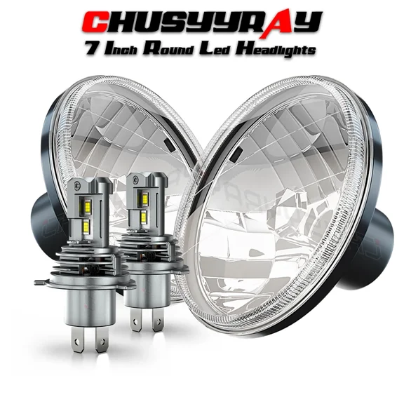 7" Round LED Headlights Universal Fit 7" Hole for Jeep Rubicon Sport Sahara