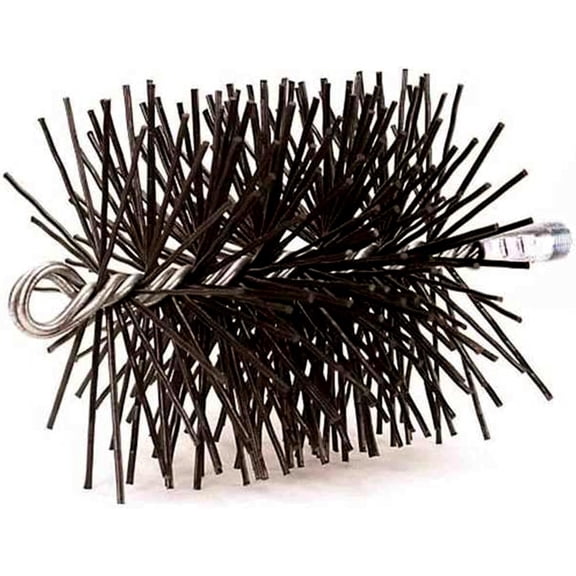 7" Round Medium-Duty Poly Chimney Brush - Flexible Prostran Bristles - 3/8" Male NPT Thread - Ideal for Prefab Fireplaces and Metal Pipes - Efficient Creosote Removal