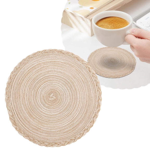 7"Round Placemats,Heat Resistant Non-Slip Circle Place Mats,royal placemats,for Home Kitchen,Daily Meal,Dinner Party(Beige)