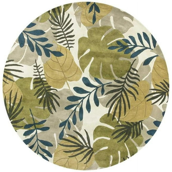 7'6" Round Wool Ivory Area Rug