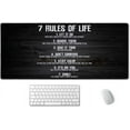 thumbnail image 1 of 7 Rules of Life Motivational Quotes Mouse Pad 35.4 x 15.7 Inch XXL Full Desk Mousepad Extended Large Non-Slip Rubber Base Waterproof Big Keyboard Mat with Stitched Edges for Gaming and Office, 1 of 6