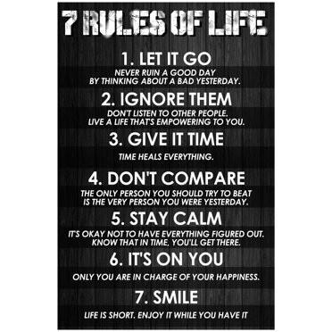 7 Rules To Life Sticker – Motivational Vinyl Decal, Waterproof, Made In Texas