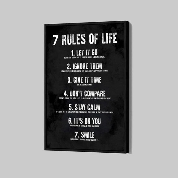 7 Rules Of Life Inspirational Quote Poster Office Decor Wall Art Poster