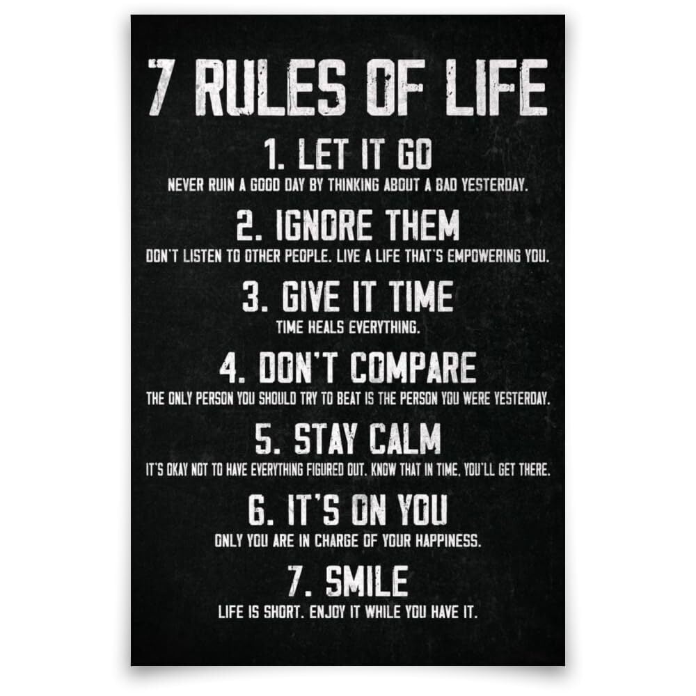 7 Rules Shell 7 Rules for Life Motivational Wall Art (3) Success Motivational Poster ...
