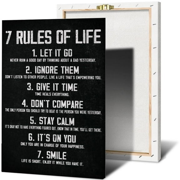 7 Rules for Life Motivational Wall Art (3) Success Motivational Poster Quotes Wall Decor Living Room Bedroom Office Bathroom Canvas Print