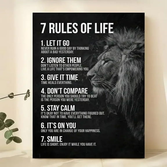 7 Rules of Life Motivational Wall Art with Inspirational Quotes for Bedroom, Home Office, Classroom, High School Poster
