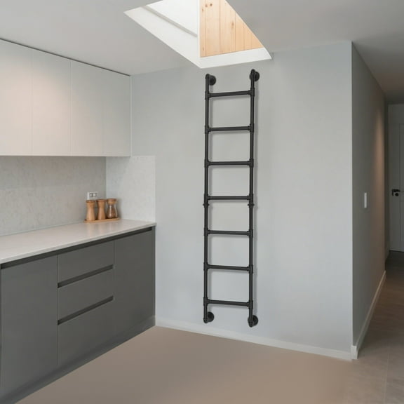 7-Rung Step Wall-Mounted Ladder Tool for Attic Bunk Bed Multi-Functional Durable