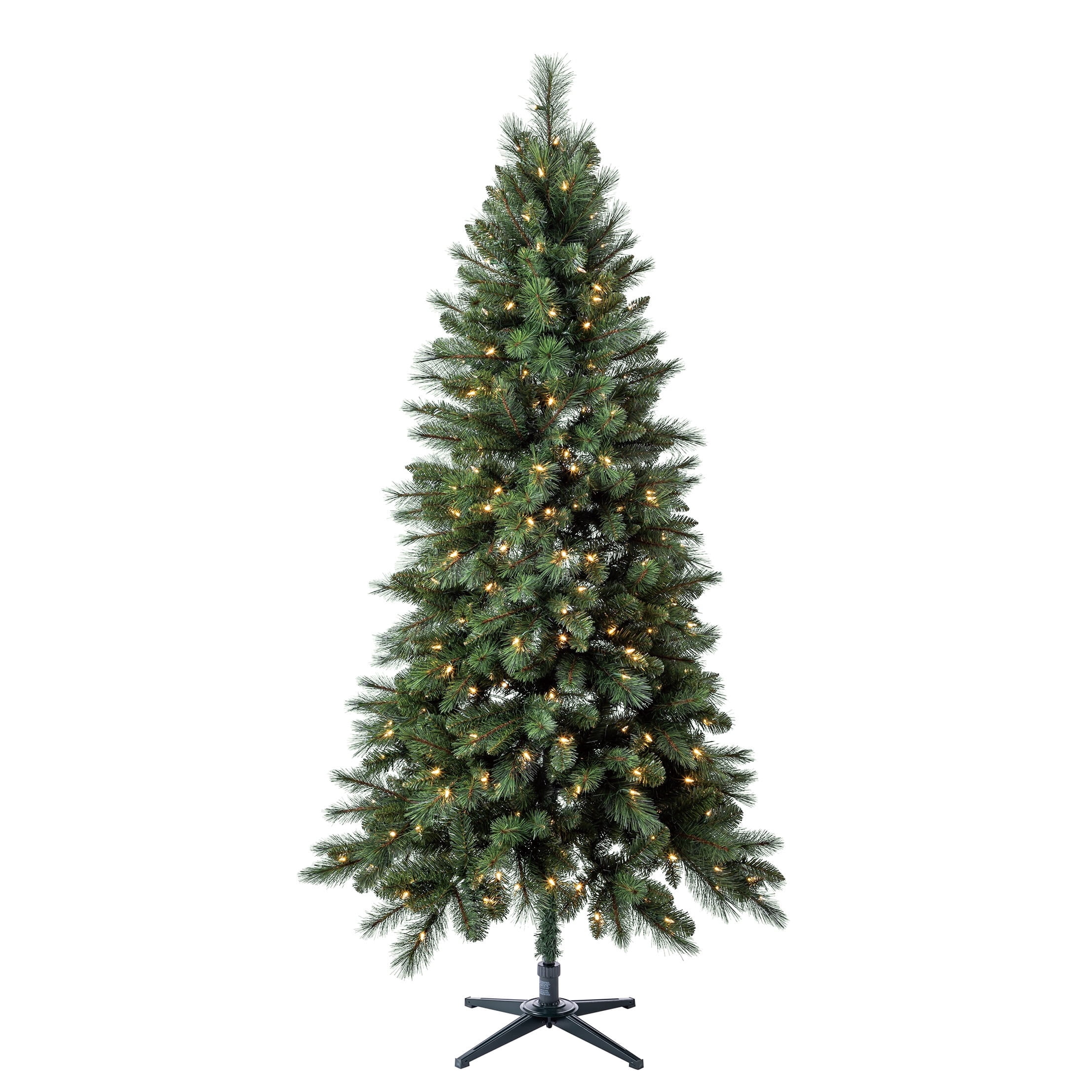 7' Pre-Lit Scottsdale Pine Green Artificial Christmas Tree with 300 Warm White LED Lights, Quick Set, and Stand, by Holiday Time