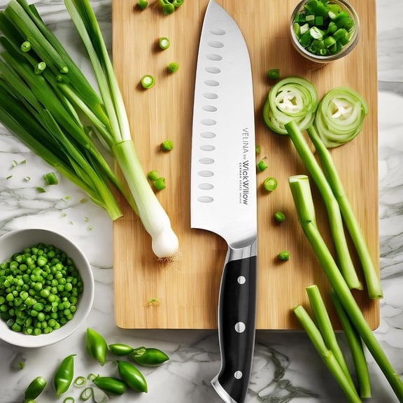 7" Santoku Knife    German Steel DIN1.4116  Japanese-Style Vegetable Knife for Chopping, Slicing & Mincing  Full Tang & Ergonomic Handle  Chefs kitchen Knife  Gift Box  Velina series