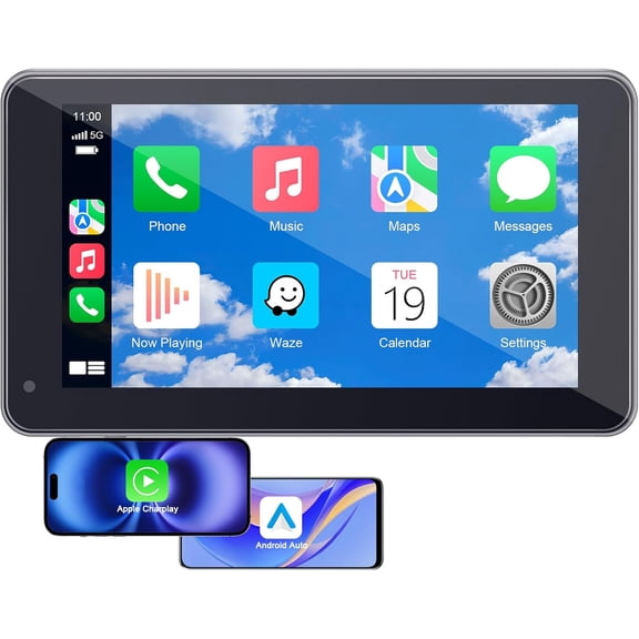 7" & Screen - Portable Display with AirPlay, Screen Mirroring, FM/AUX Audio, Easy to Install, Convenient for Older , Families, Commuters