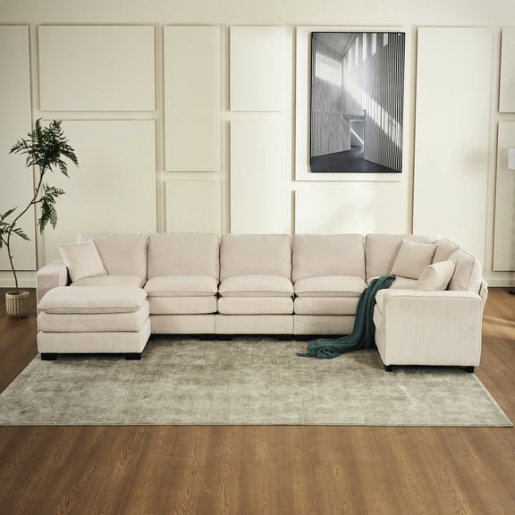 7-Seat Sofa with Solid Wood Frame / Ensures Sturdiness for Daily Use