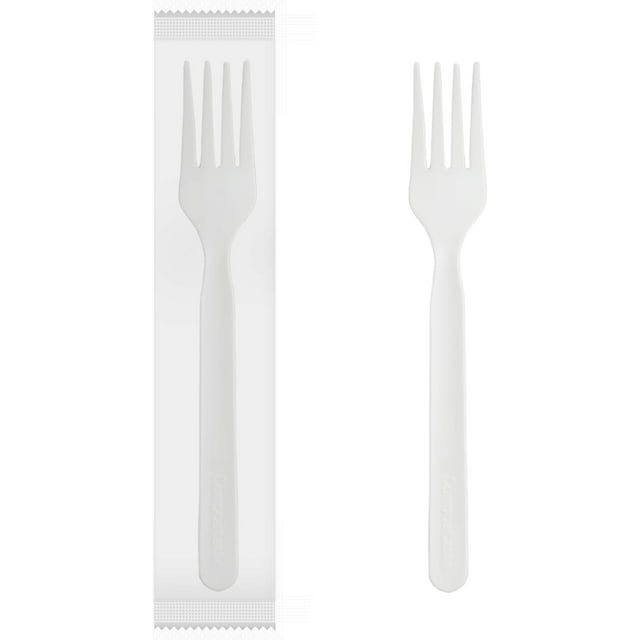 7 Series Heavyduty Compostable Forks BPI Certified 500 Individually Wrapped Forks Plantbased