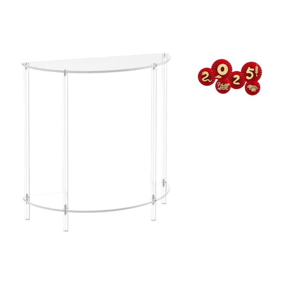 7 Set Clear Acrylic End Table Small Nightstand Festive Paper Fans Layered Structure for Home Living Room Holiday Decor