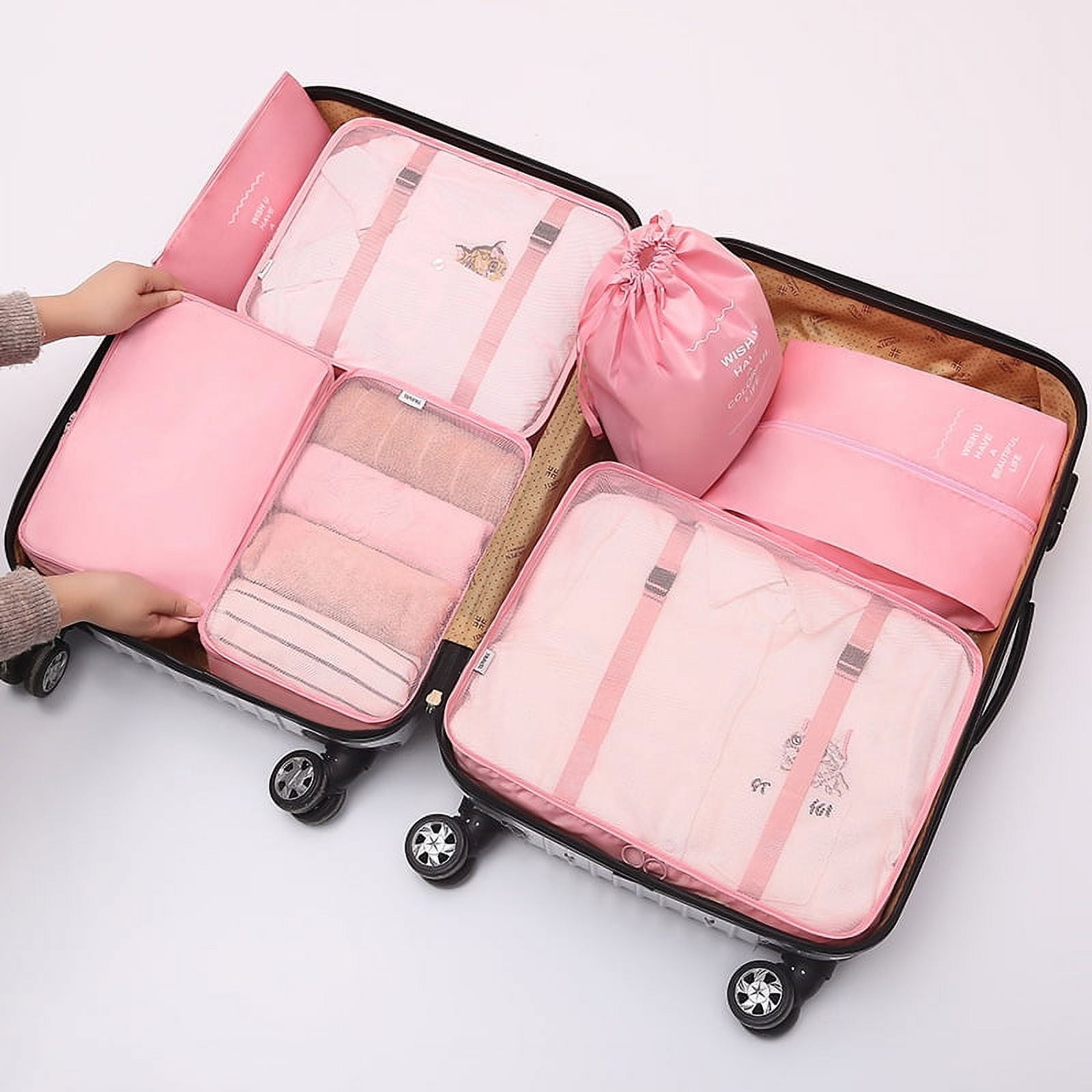 7 Set Travel Packing Cubes, Luggage Organizer Bags, Multi-Size Storage Pouches for Clothes, Shoes, Underwear, Cosmetics, Suitcase Organizer for Travel